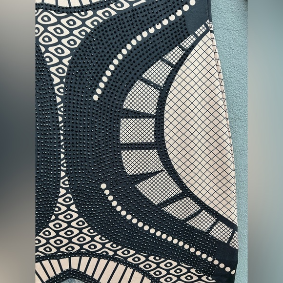 Miss Moi Size Medium Sexy Nude/Black Rhinestone Bodycon Dress NWOT - Picture 7 of 13